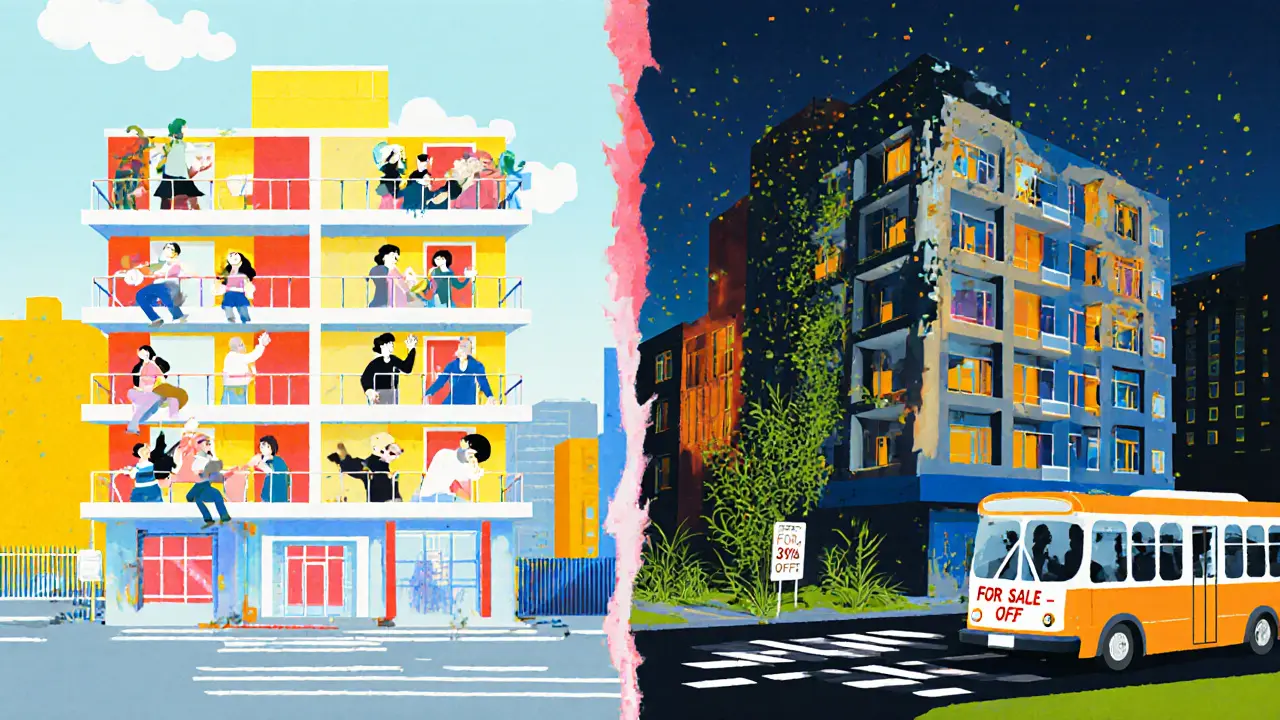 Два дома: один в центре с жизнью, другой в забытом районе — контраст стилей Мемфис.