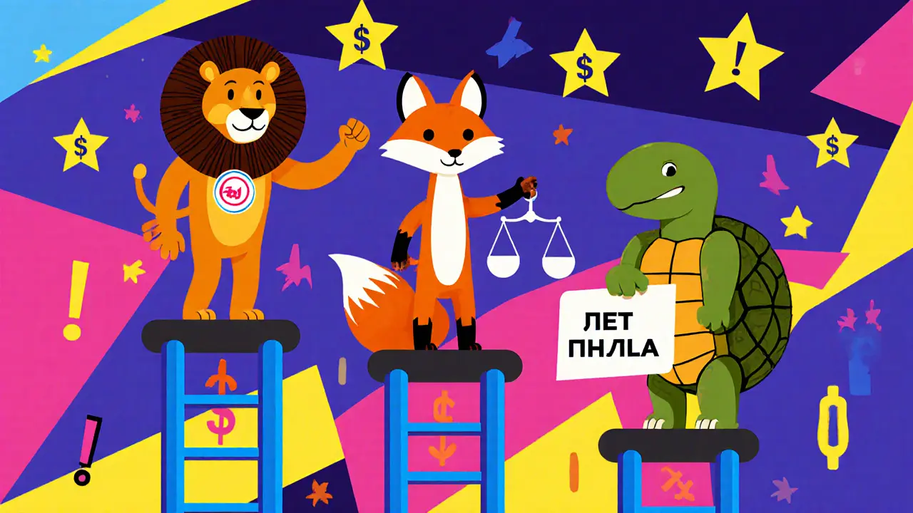 Три персонажа-страховых компании на лестнице цен с рейтингами