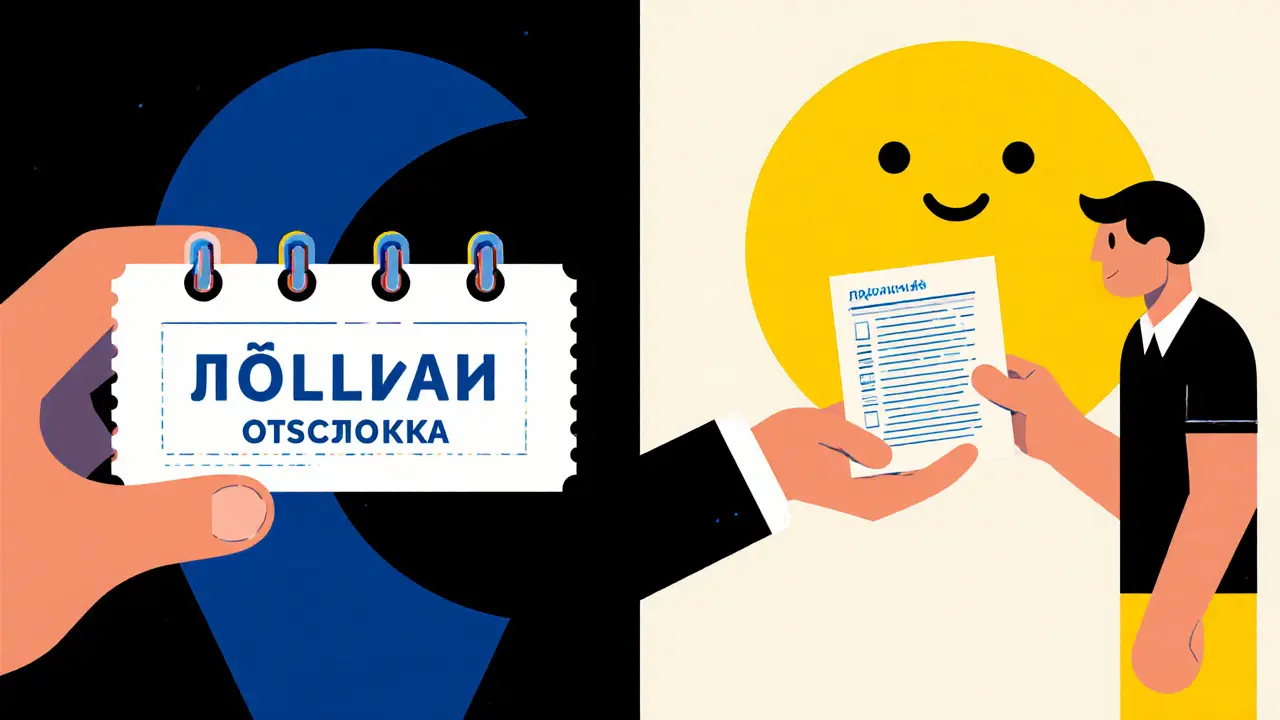 Человек получает новый график платежей с символом надежды и продленного срока.