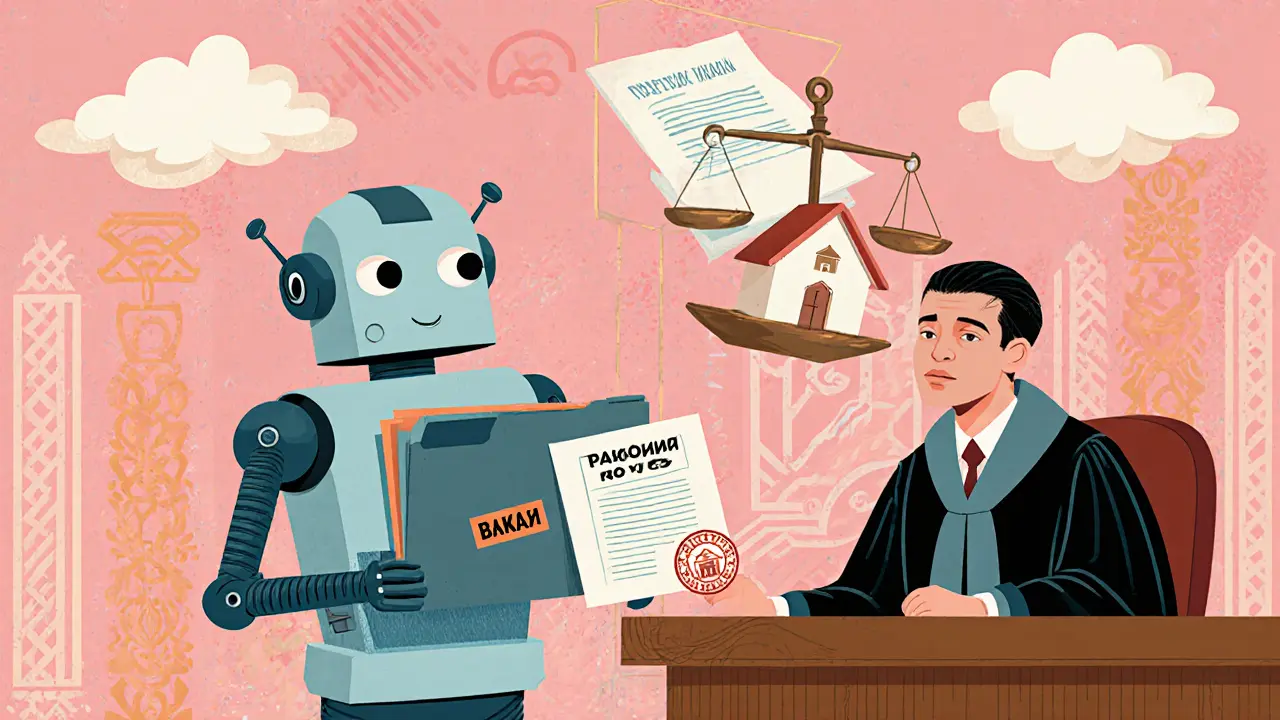 Человек выступает против банка-робота в суде с законом о каникулах.