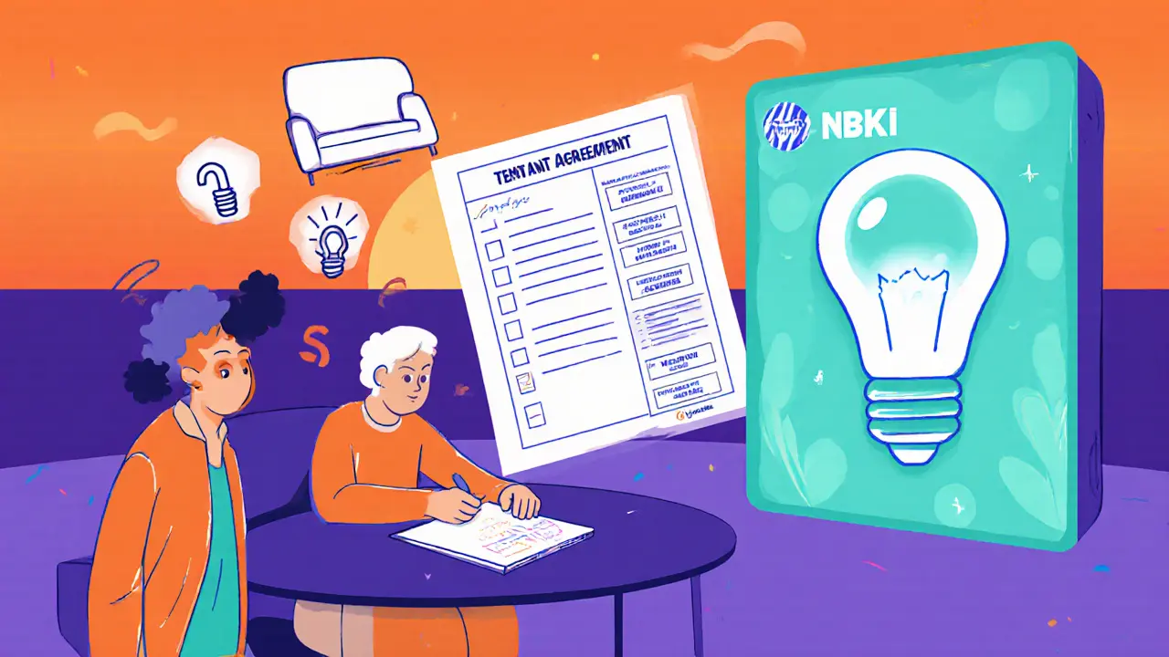 Стороны подписывают договор аренды с описью имущества и цифровыми сервисами на фоне.