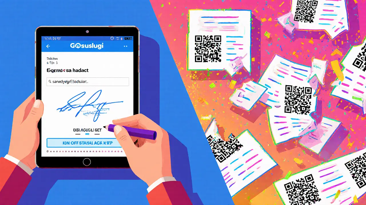 Слева — безопасная проверка через Госуслуги, справа — рушатся поддельные документы.