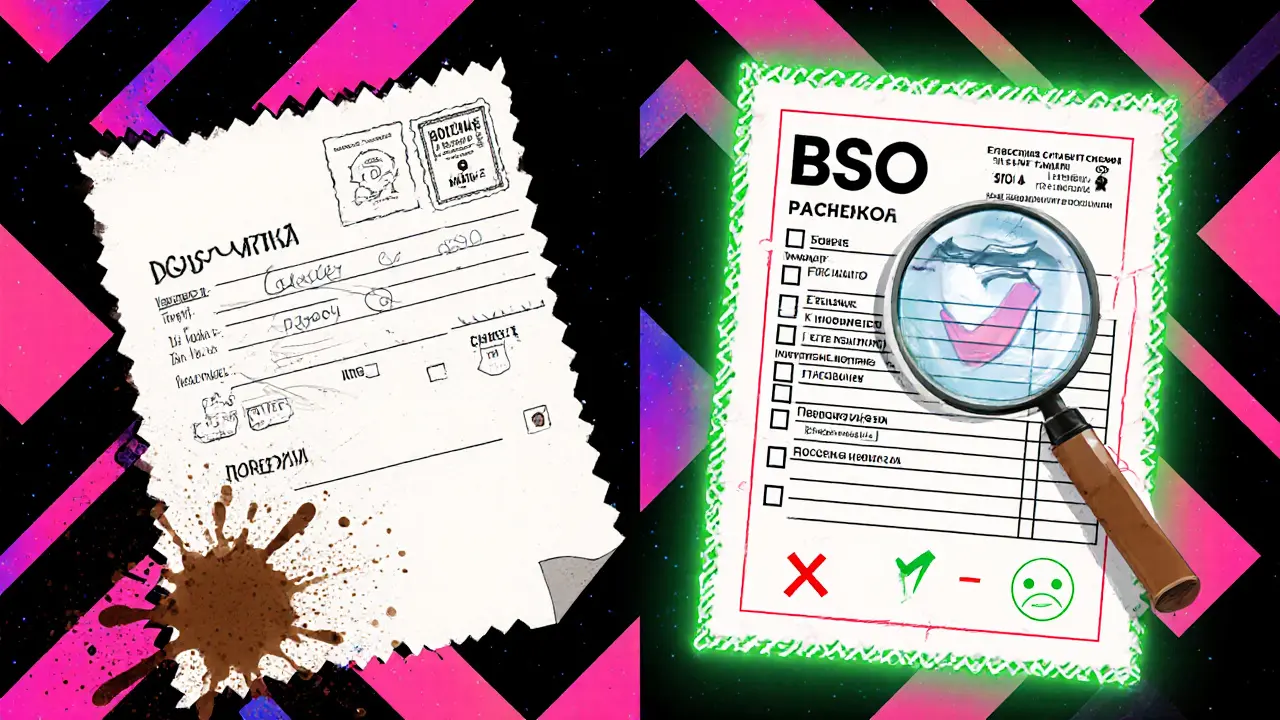 Сравнение ручной расписки и официального бланка БСО в ярком геометрическом стиле