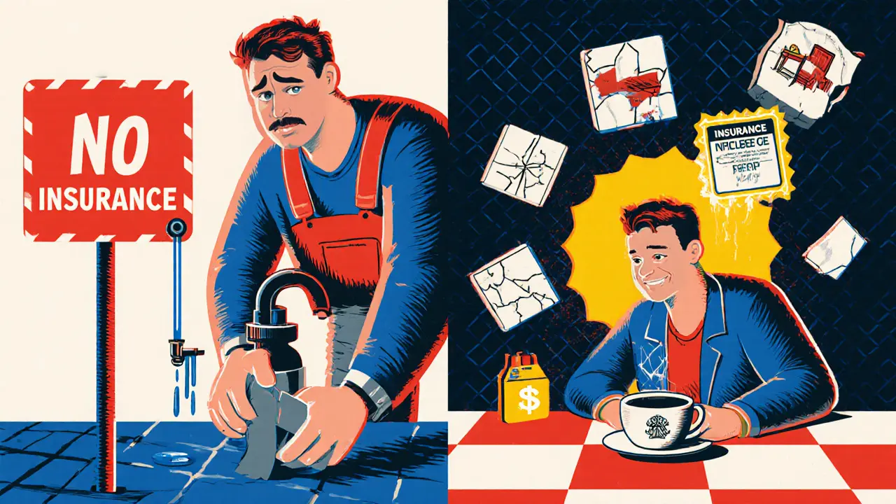 Два сценария: с страховкой и без — в стиле ярких геометрических форм