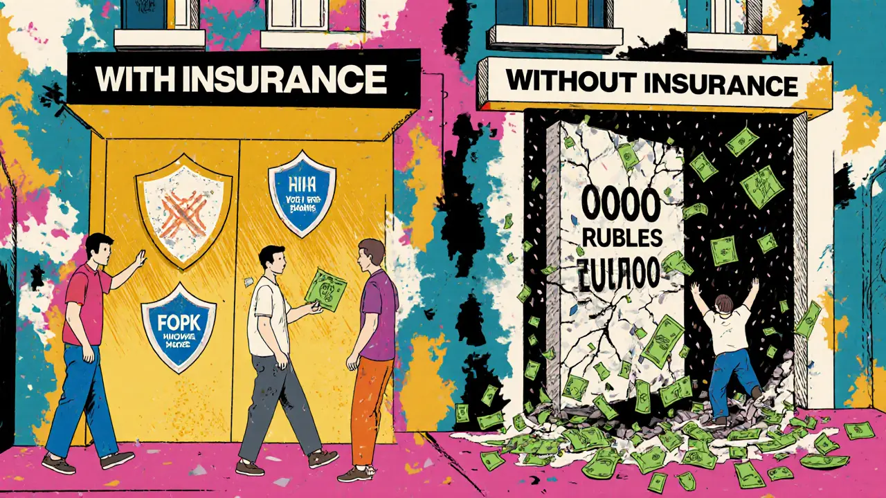 Здание с двумя входами: безопасный и руинирующий, в стиле Memphis