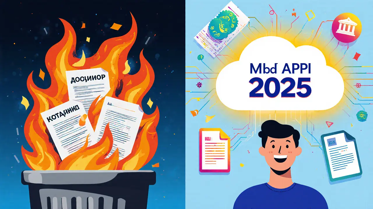 Слева — сгорающие бумаги, справа — цифровая загрузка документов в облако ФНС.