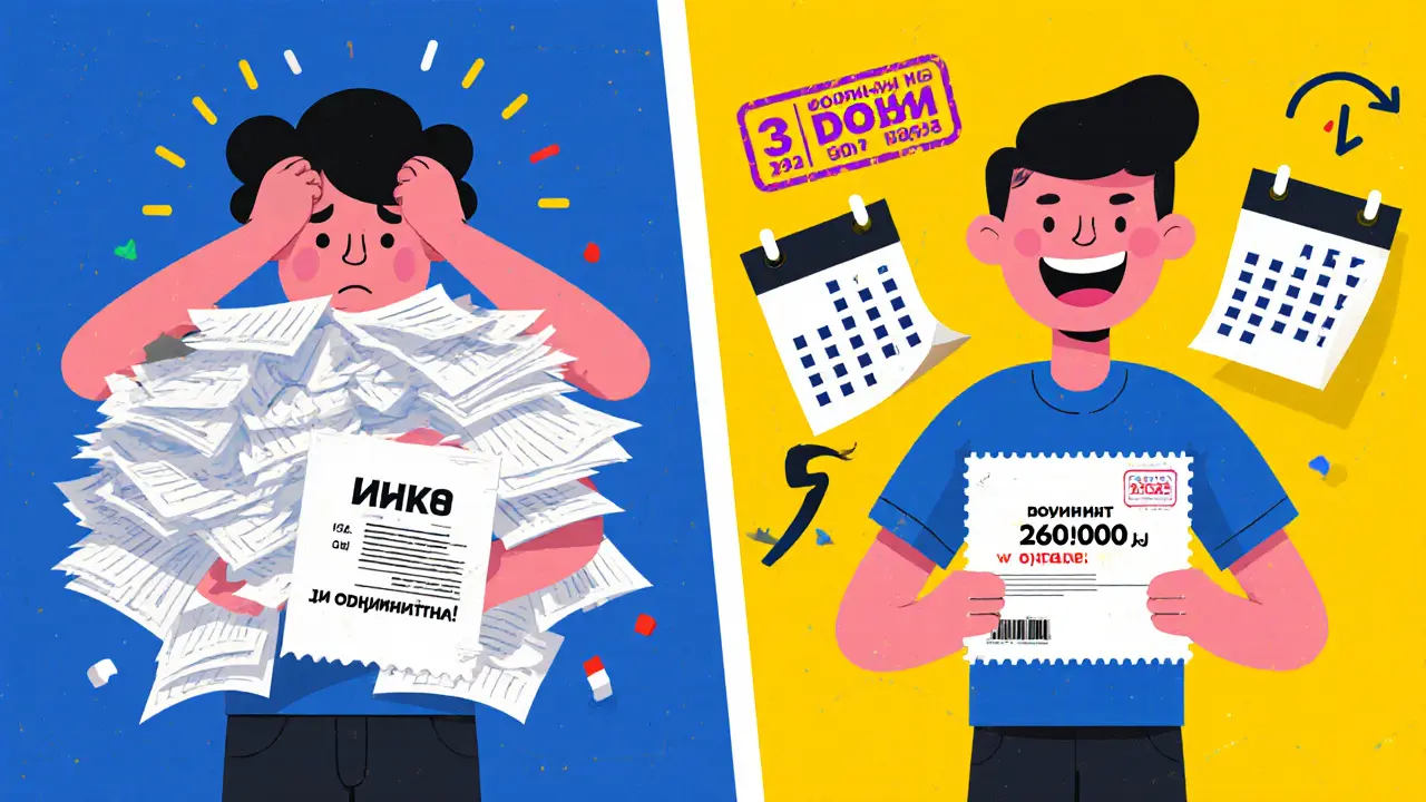 Сравнение стресса и радости при получении налогового возврата в стиле мемфис