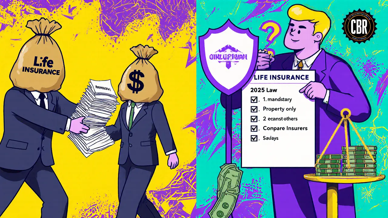 Банкир навязывает страховку жизни, но заемщик отстаивает свои права по закону 2025 года в стиле мемфис.