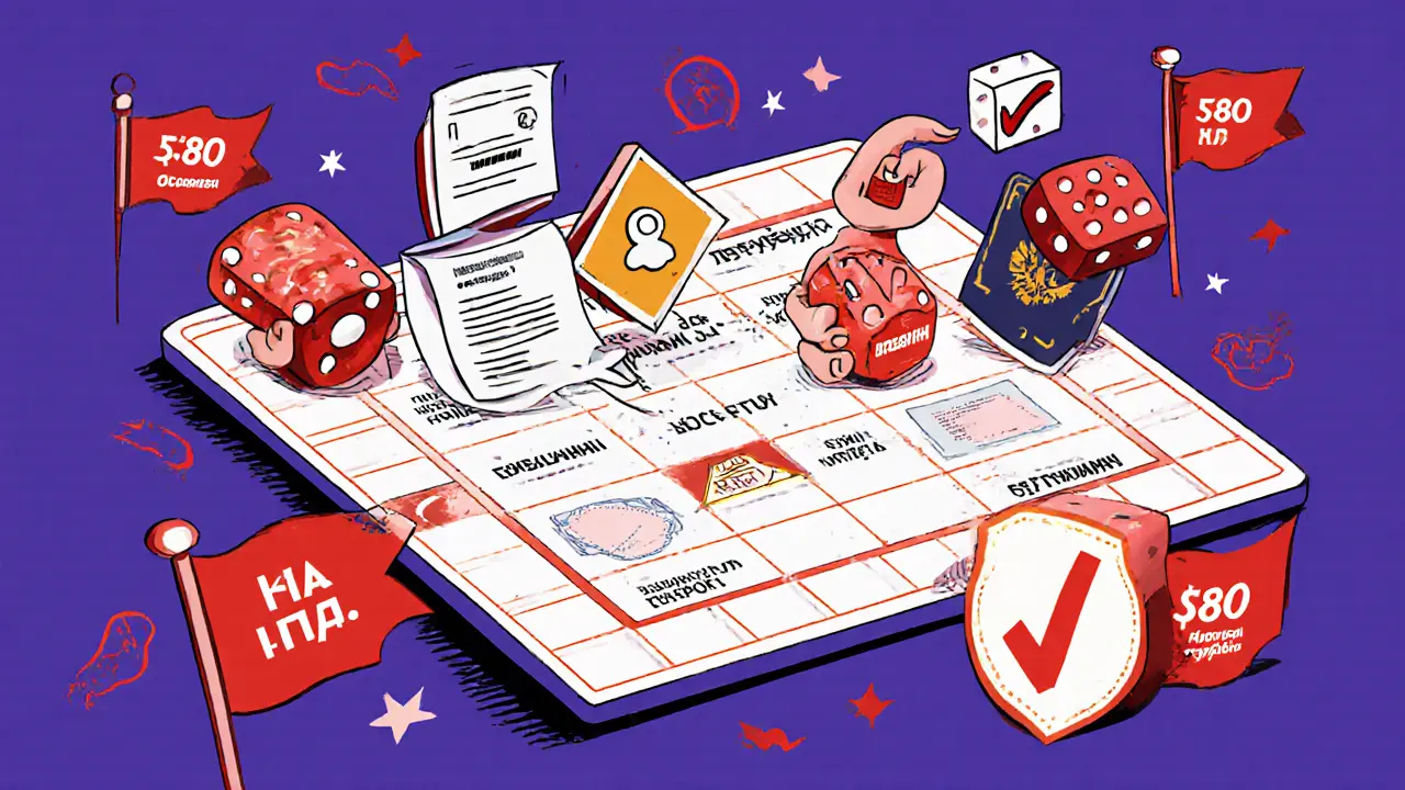 Карикатурные ошибки покупателя жилья в виде предупреждающих знаков в стиле Мемфис.