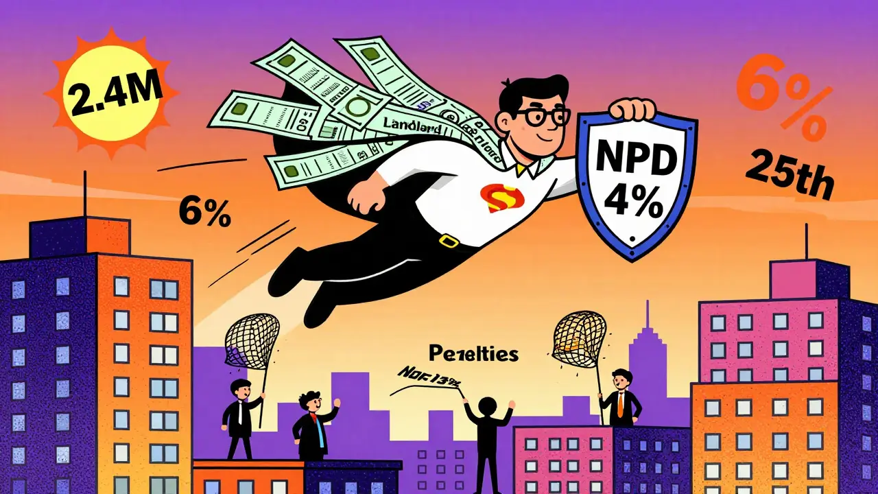 Супергерой-арендодатель с плащом из чеков летит над городом, избегая ловушек налоговой