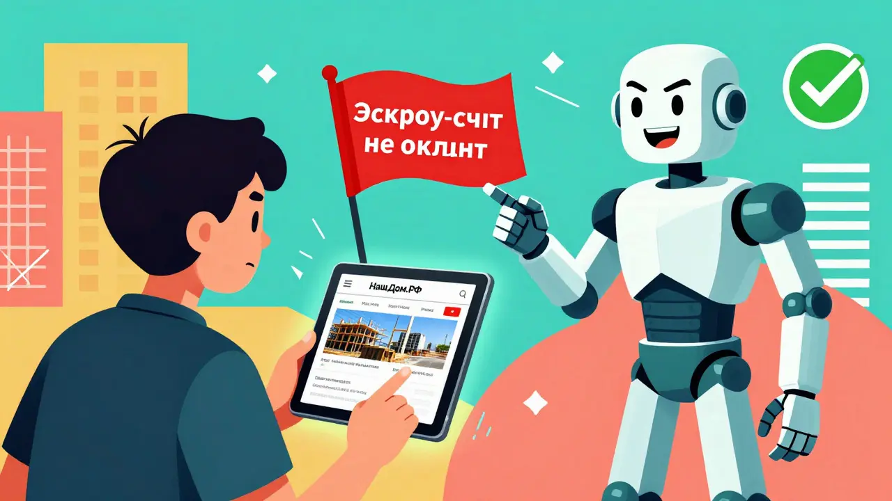 Пользователь смотрит на портал Наш.Дом.РФ с предупреждением о незащищенном счете