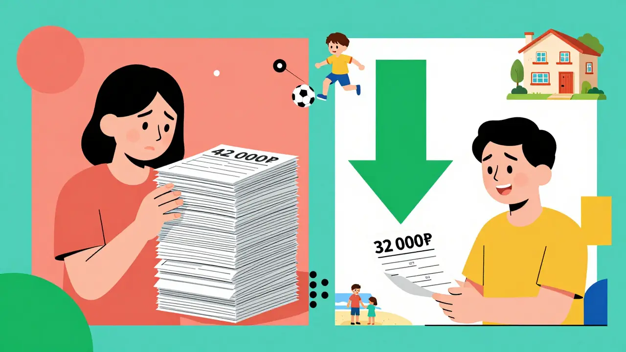 Сравнение платежей: снизилось с 42 000 до 32 000 рублей, семья счастлива.