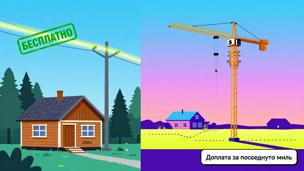 Дача рядом с ЛЭП (бесплатно) и удалённый дом с новой опорой (доплата), в стиле ярких геометрических форм.