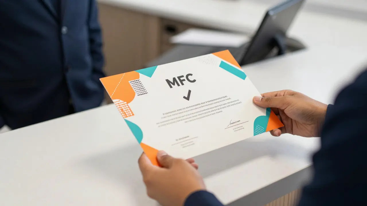 Получение справки об отсутствии долгов в МФЦ, абстрактные геометрические формы.