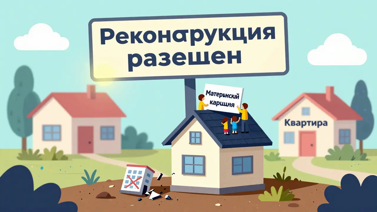 Дом на земле с разрешением на реконструкцию, квартира с красным запретом рядом