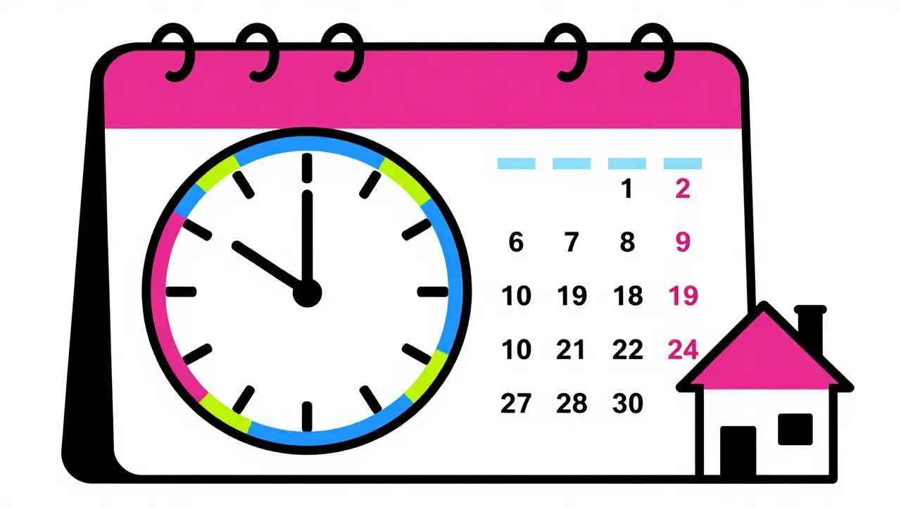 Календарь и часы рядом с домом, сроки владения недвижимостью