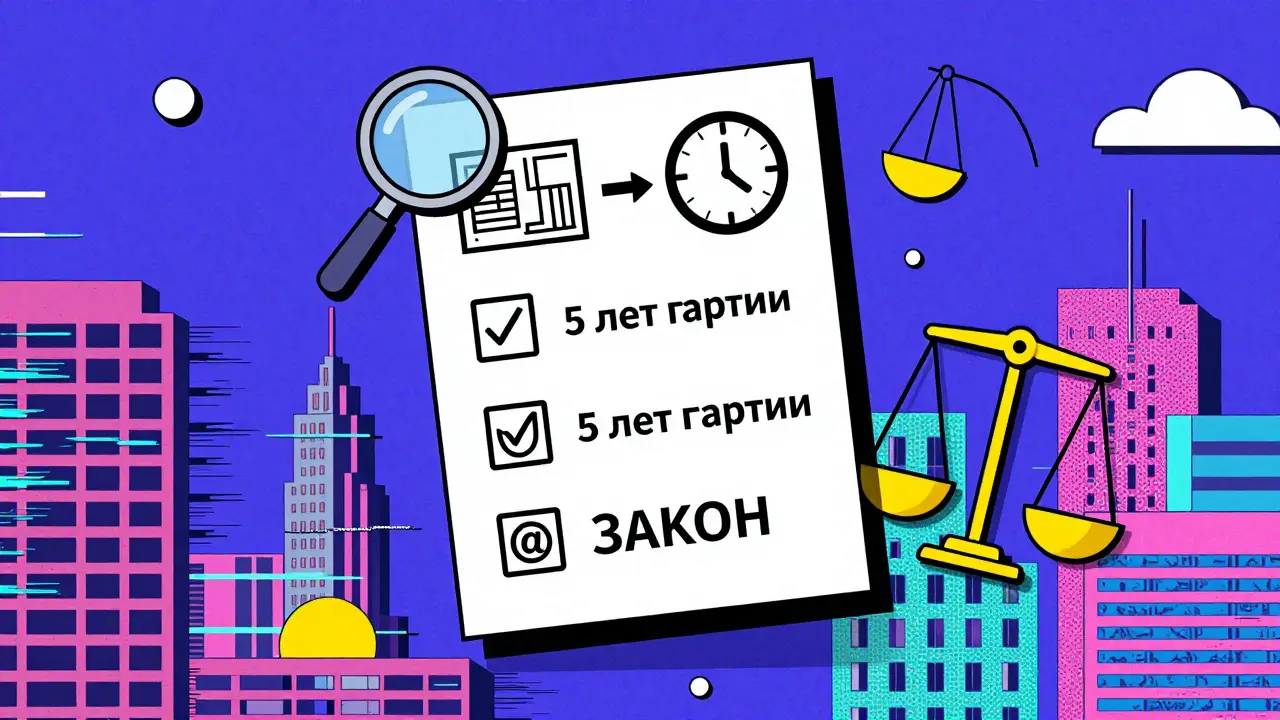 Плавающий чек-лист с ключевыми проверками договора долевого участия: гарантия, регистрация, сроки.