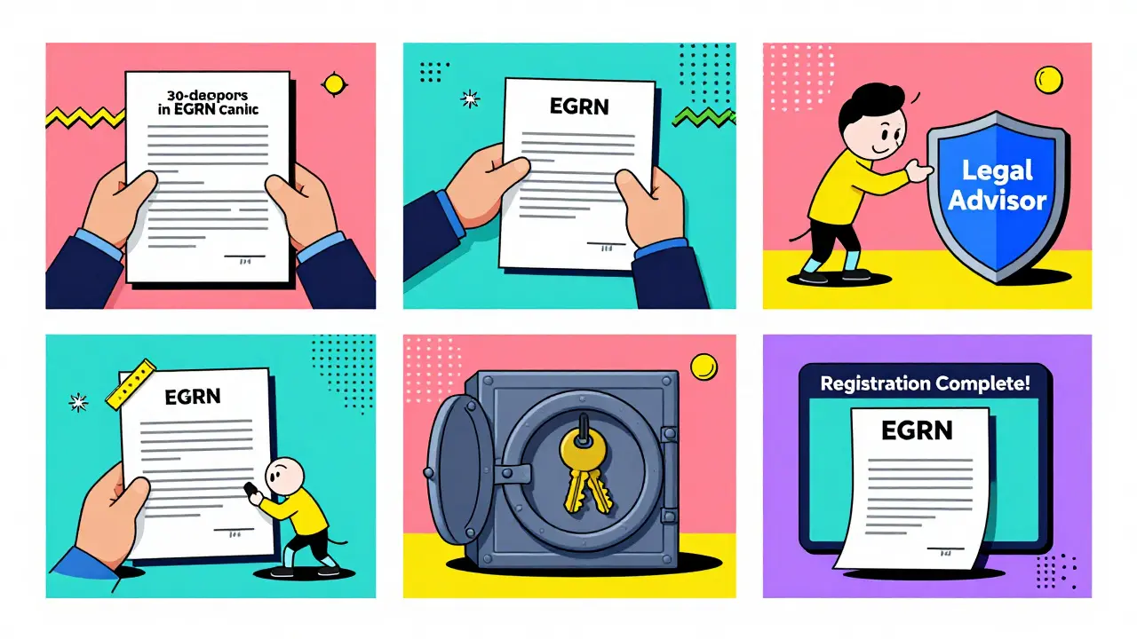 Пошаговая иллюстрация оформления сделки: от ЕГРН до электронной регистрации права собственности.