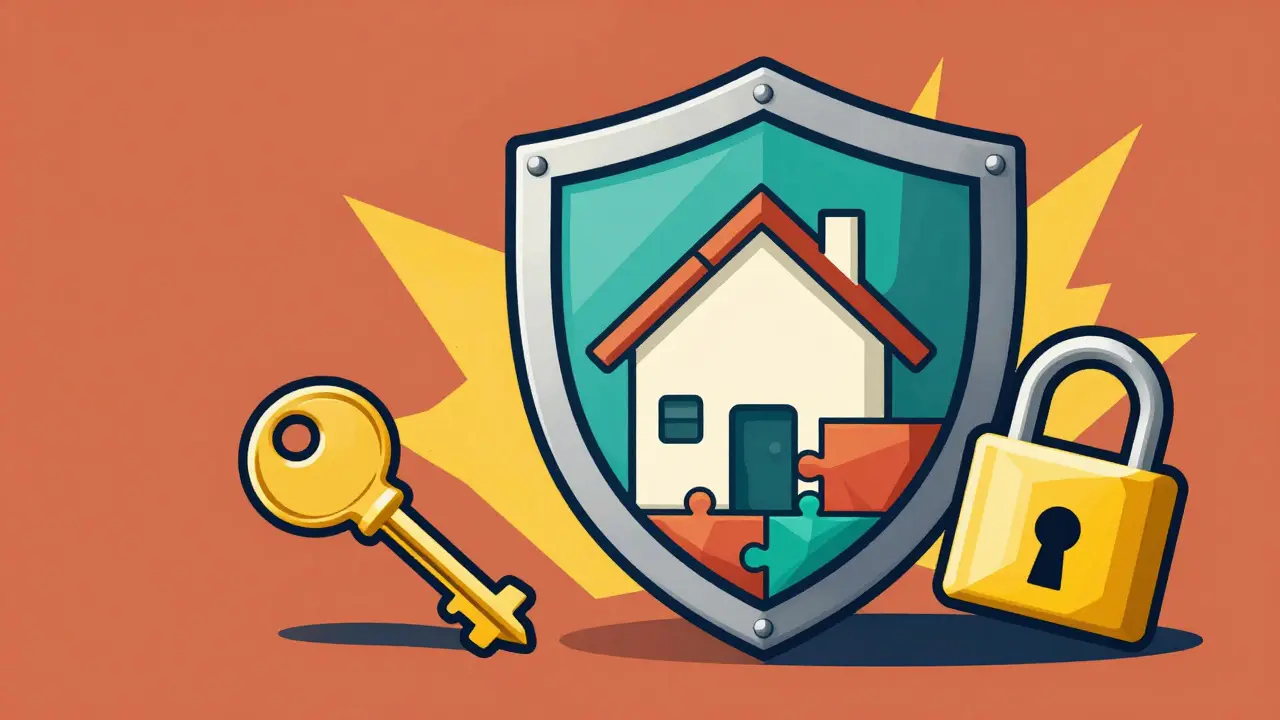 Щит и ключ символизируют безопасность сделки с жильем