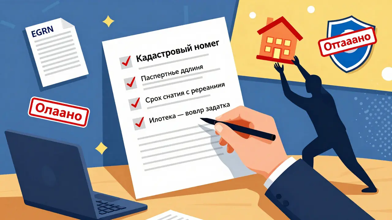 Юридический чек-лист с ключевыми пунктами договора и попыткой мошенничества в ярком стиле мемфис