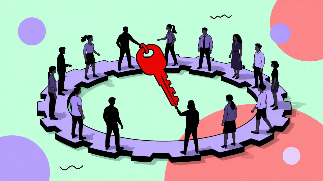 Абстрактная схема в стиле Мемфис, изображающая цепочку частой смены владельцев квартиры.