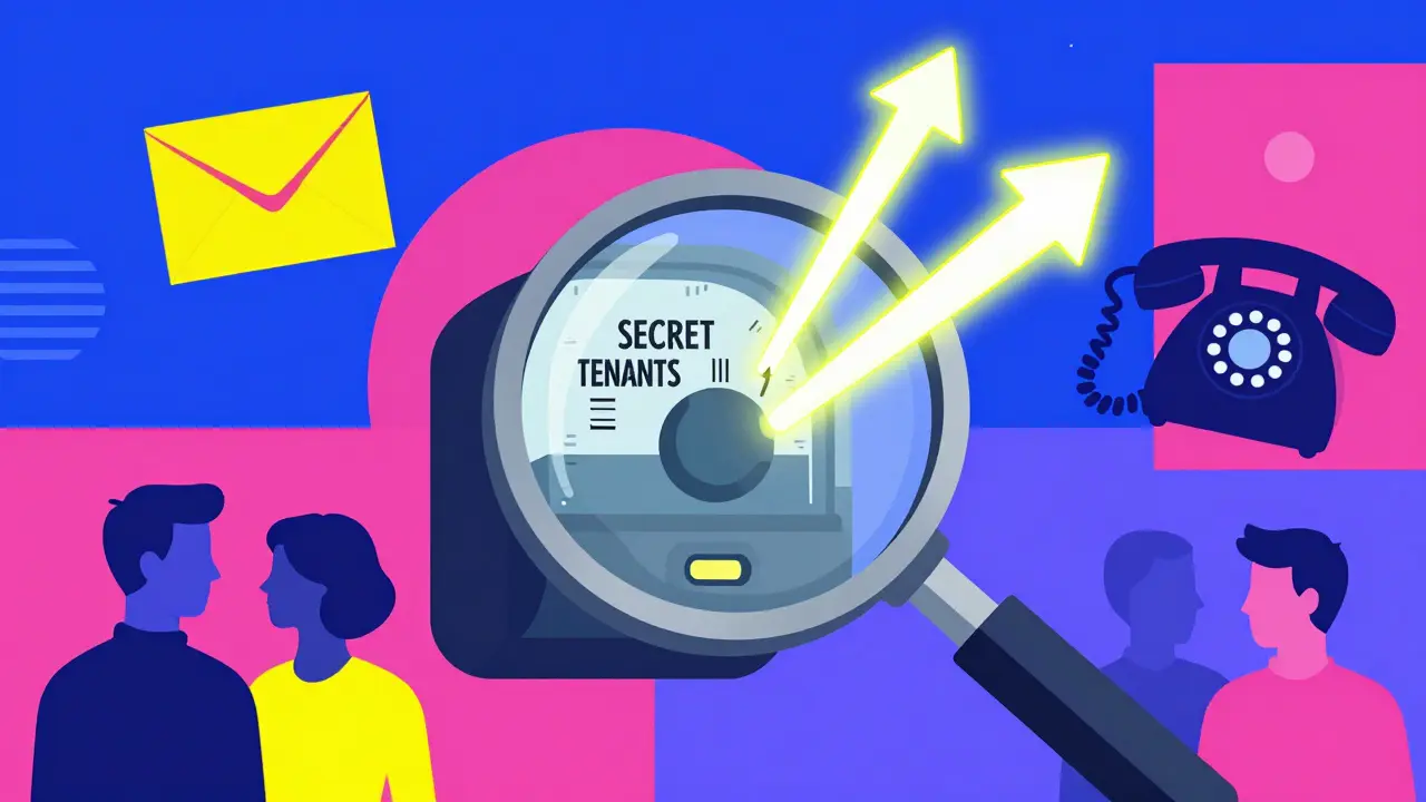 Графическое изображение в стиле Мемфис: лупа над счетчиком ресурсов, символизирующая поиск тайных жильцов.