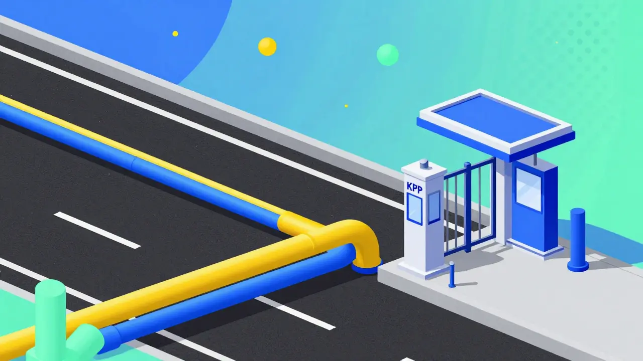 Инженерные коммуникации и КПП поселка в абстрактном стиле