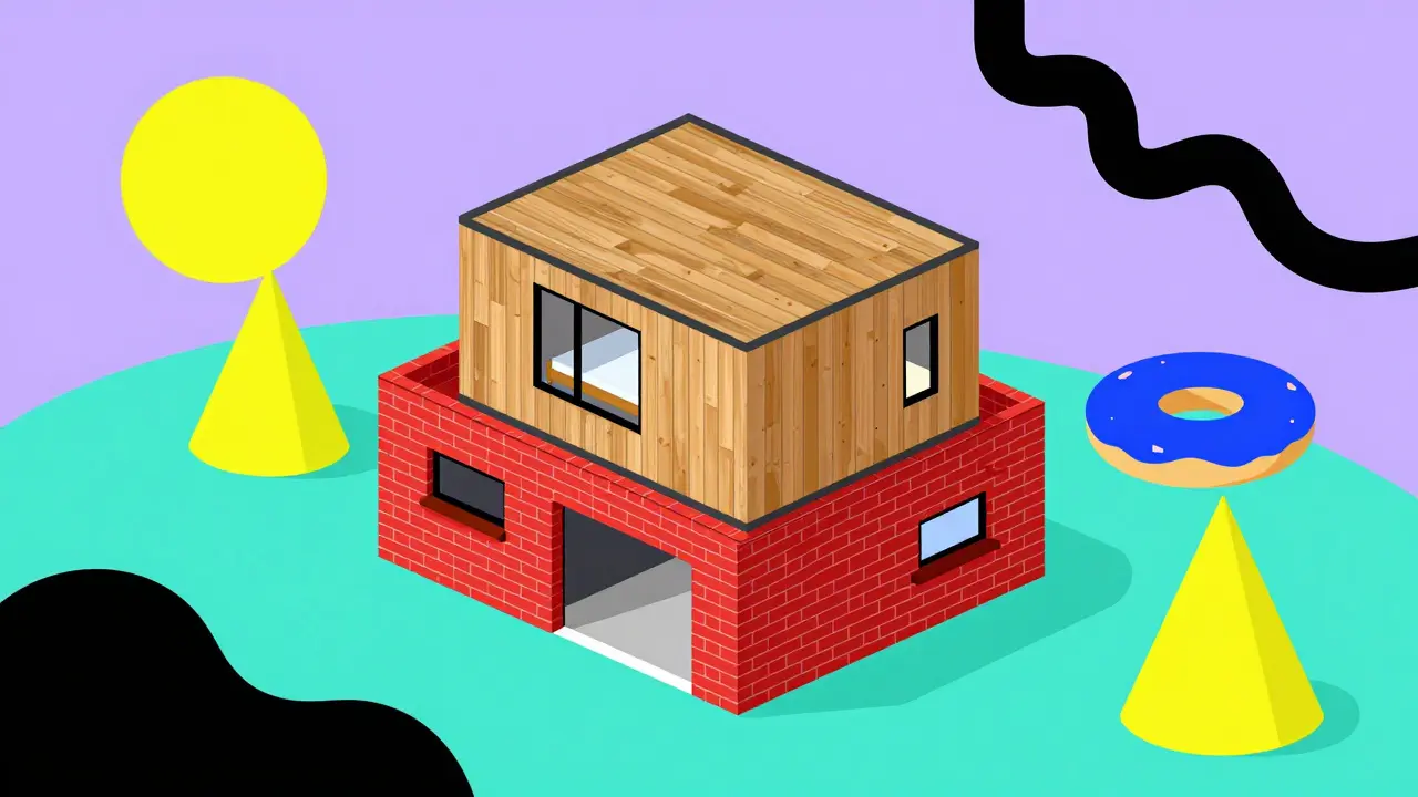 Комбинированный дом с кирпичным первым и деревянным вторым этажом