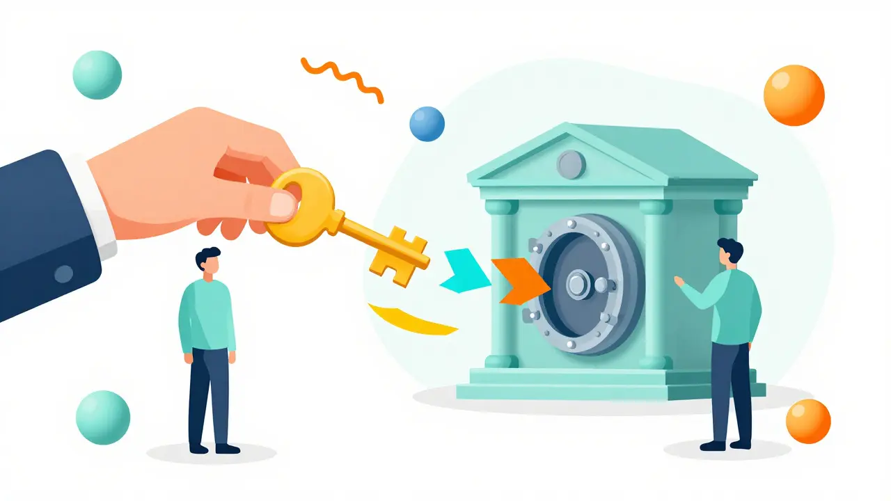 Схематичное изображение передачи денег и ключей в стиле Мемфис