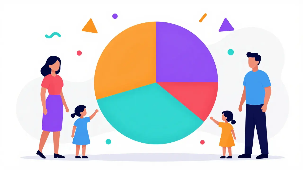 Схематичное разделение долей квартиры между членами семьи в стиле мемфис