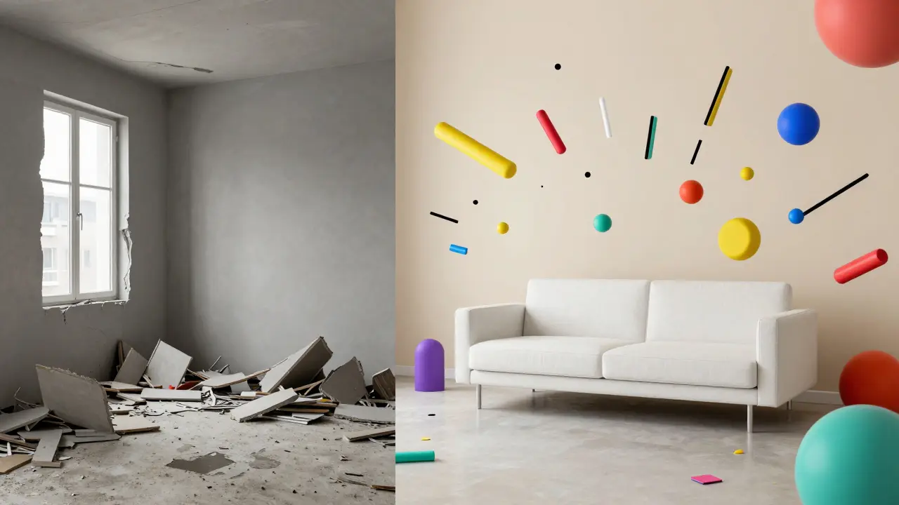 Стильный ремонт квартиры до и после в ярком графическом стиле Мемфис.