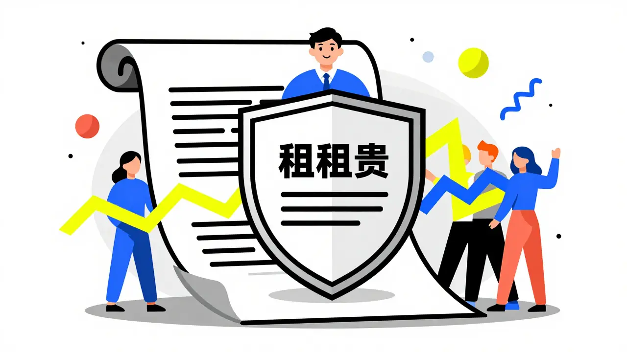 Стилизованное изображение договора аренды в виде щита, защищающего владельца от незаконной субаренды.