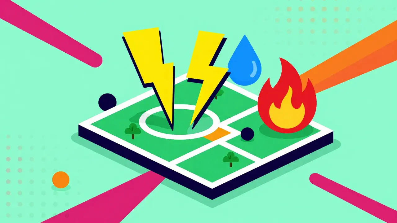 Стилизованные иконки коммуникаций вокруг земельного участка в ярких цветах