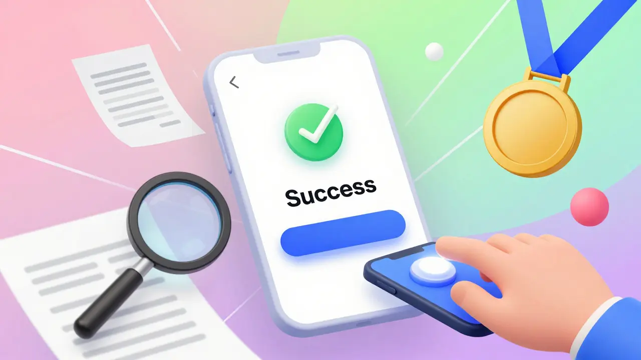 Успешная подача документов через приложение на смартфоне в ярком стиле